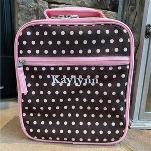 Pottery Barn Kids Brown & Pink Polka Dot Classic Lunch Box